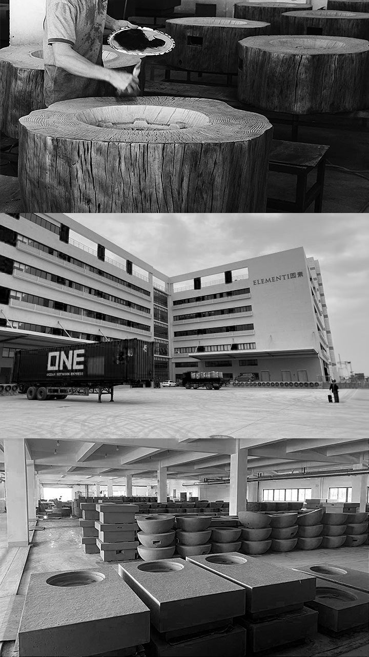 Elementi Fire Pit Table Being Manufactured with Glass-Fiber Reinforced Concrete (GFRC) in a Strictly Controlled Production Environment to Ensure Quality and Durability