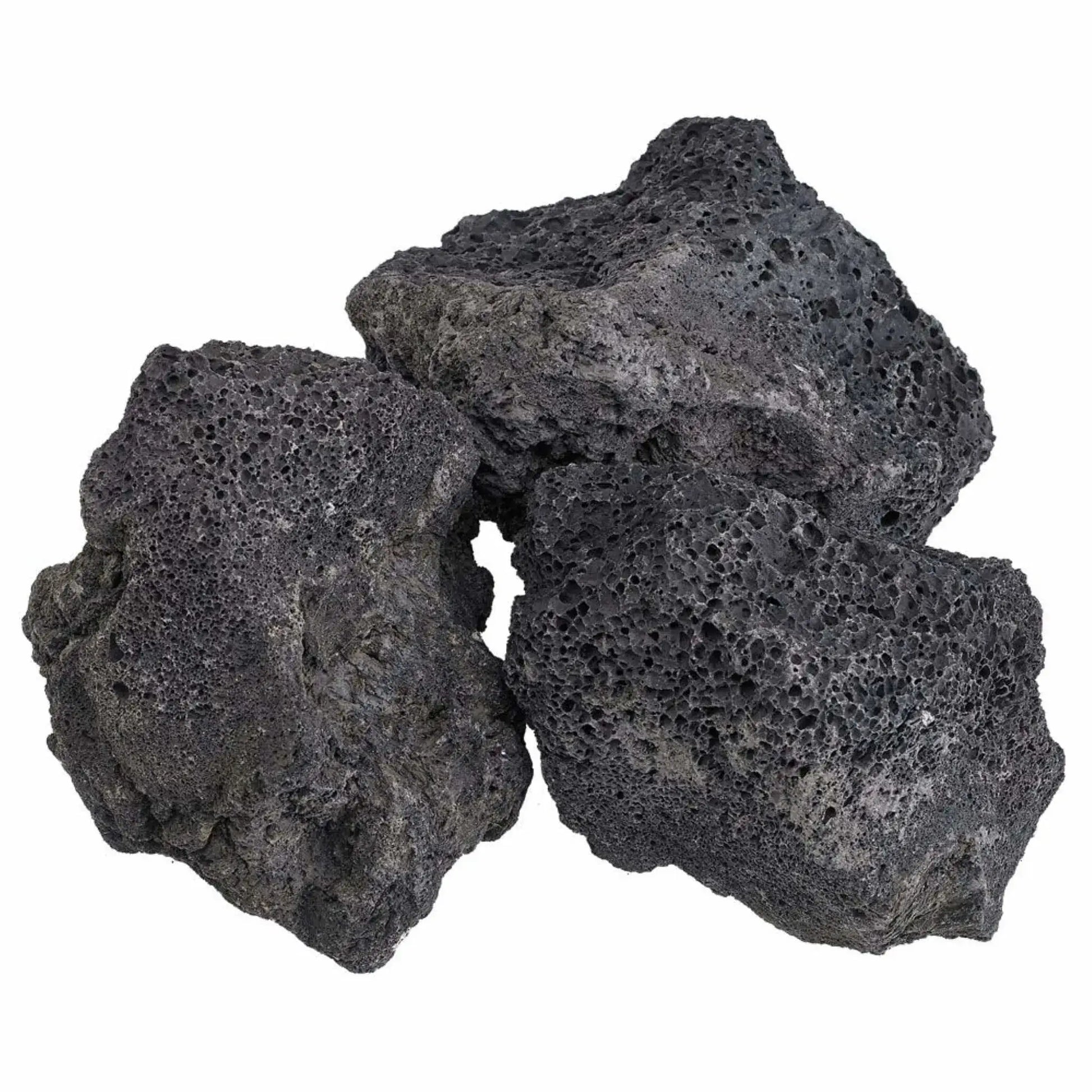 Pair of XXL lava rocks positioned side by side, highlighting their irregular contours, thick structure, and porous surface designed for bold fire pit and landscape installations.