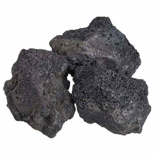 Pair of XXL lava rocks positioned side by side, highlighting their irregular contours, thick structure, and porous surface designed for bold fire pit and landscape installations.