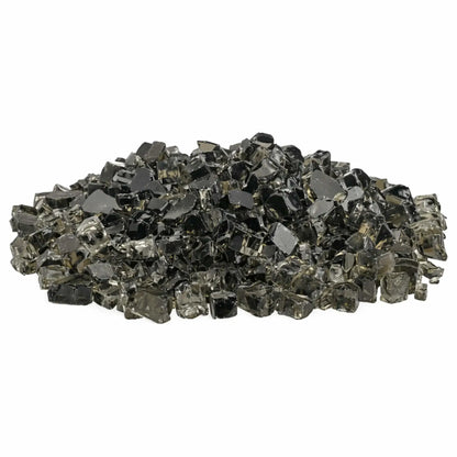 Pile of American Fire Products 1/2 inch Classic Non-Reflective Bronze tempered fire glass featuring smoky brown and metallic bronze tones with smooth, tumbled edges, displayed against a white background for decorative gas fire pit media.