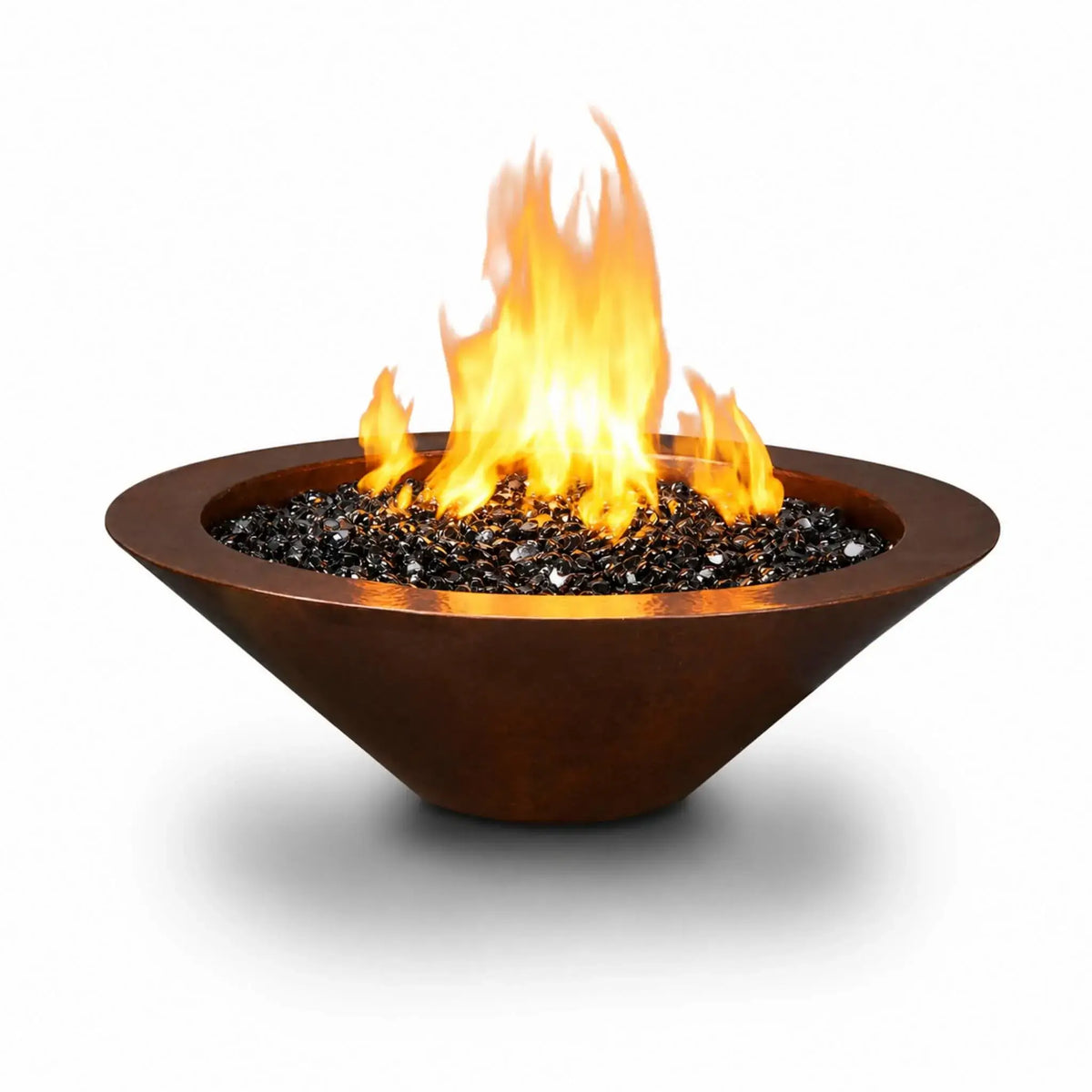 31" Round Bella Hammered Copper Fire Bowl by Flame Havens Serenity Series