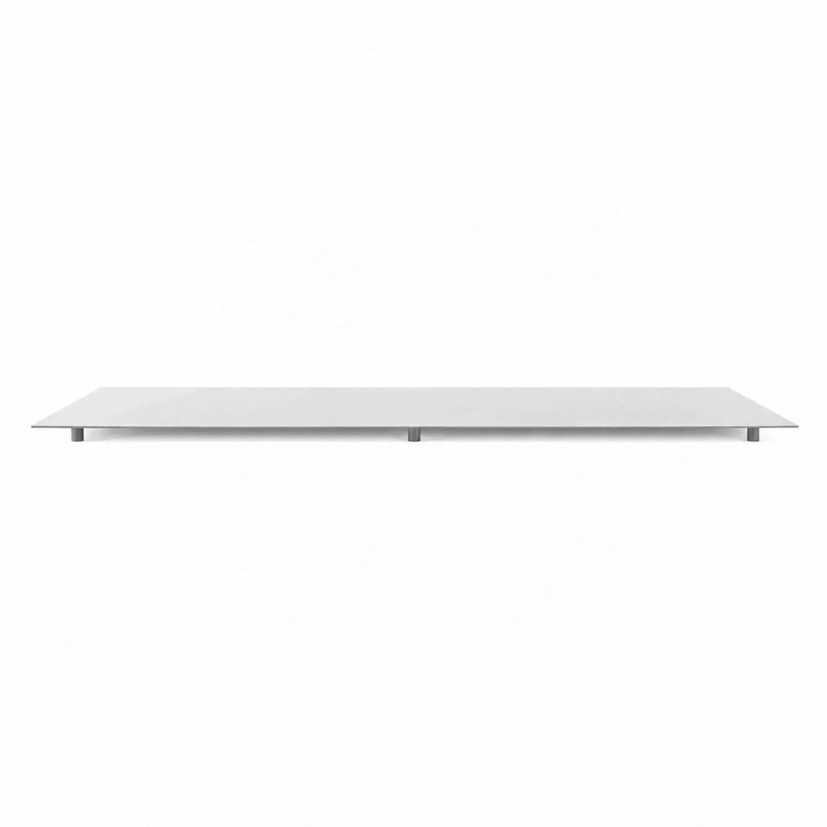 Main product image of the HPC Fire Hearth Products Controls Dekko GFRC Concrete Avera 60 x 26 Fire Pit table top lid shown separately on a white background. The rectangular stainless steel cover features a slim profile, support feet underneath for secure placement, and is designed to convert the Avera fire pit burner area into a functional tabletop surface when not in use.