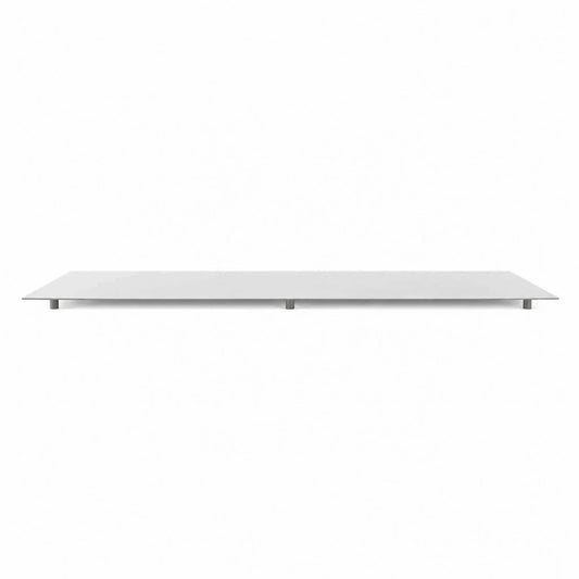 Main product image of the HPC Fire Hearth Products Controls Dekko GFRC Concrete Avera 60 x 26 Fire Pit table top lid shown separately on a white background. The rectangular stainless steel cover features a slim profile, support feet underneath for secure placement, and is designed to convert the Avera fire pit burner area into a functional tabletop surface when not in use.