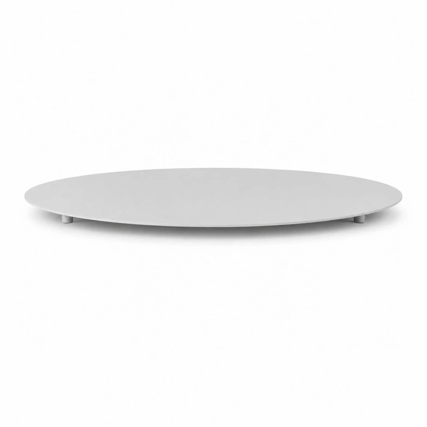 HPC Fire Hearth Products Controls Dekko GFRC Concrete Belmont Fire Pit Table Top Lid shown on a white background. This circular metal lid is designed to cover the burner opening of the Belmont Fire Pit, creating a smooth tabletop surface while protecting fire media when the fire feature is not in use. The low-profile design and durable construction provide a clean, modern appearance and added functionality for outdoor entertaining spaces.