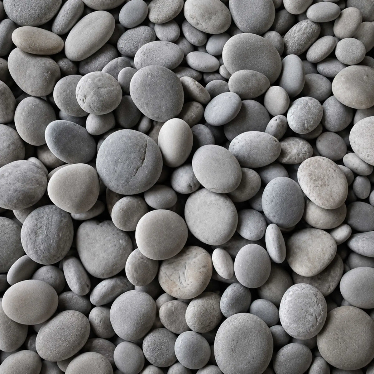 Close-up texture image of HPC Fire Hearth Products Dekko GFRC Concrete Fire Pit Media Ivory Beach Stone, featuring smooth rounded beach stones in soft ivory, light gray, and pale natural tones. The polished river rock-style media displays a variety of sizes and organic shapes, creating a clean, contemporary fire pit accent ideal for outdoor gas fire tables, fire bowls, and decorative landscape fire features.