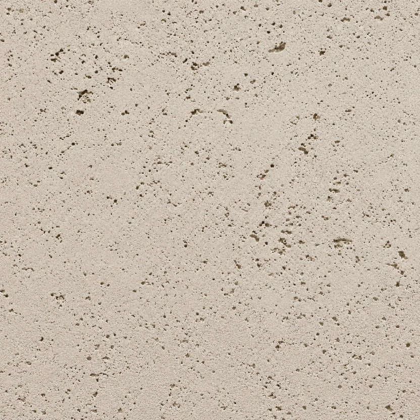 Detailed texture sample of HPC Fire Hearth Products Dekko GFRC Concrete Fire Pit Clay finish, featuring a warm beige concrete surface with natural pinholes and subtle tonal variation. The Clay finish offers an earthy, inviting appearance that complements outdoor living spaces, fire pit tables, patio fire features, and contemporary landscape designs.