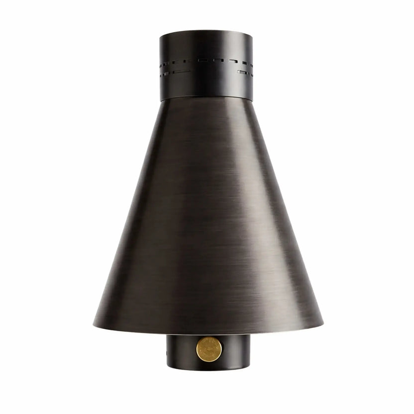 HPC TK Torch Black Head Only displayed on a white background, featuring a tapered black metal housing with a vented top and ignition button, designed for customizable installation on compatible posts or mounts for outdoor gas torch setups.