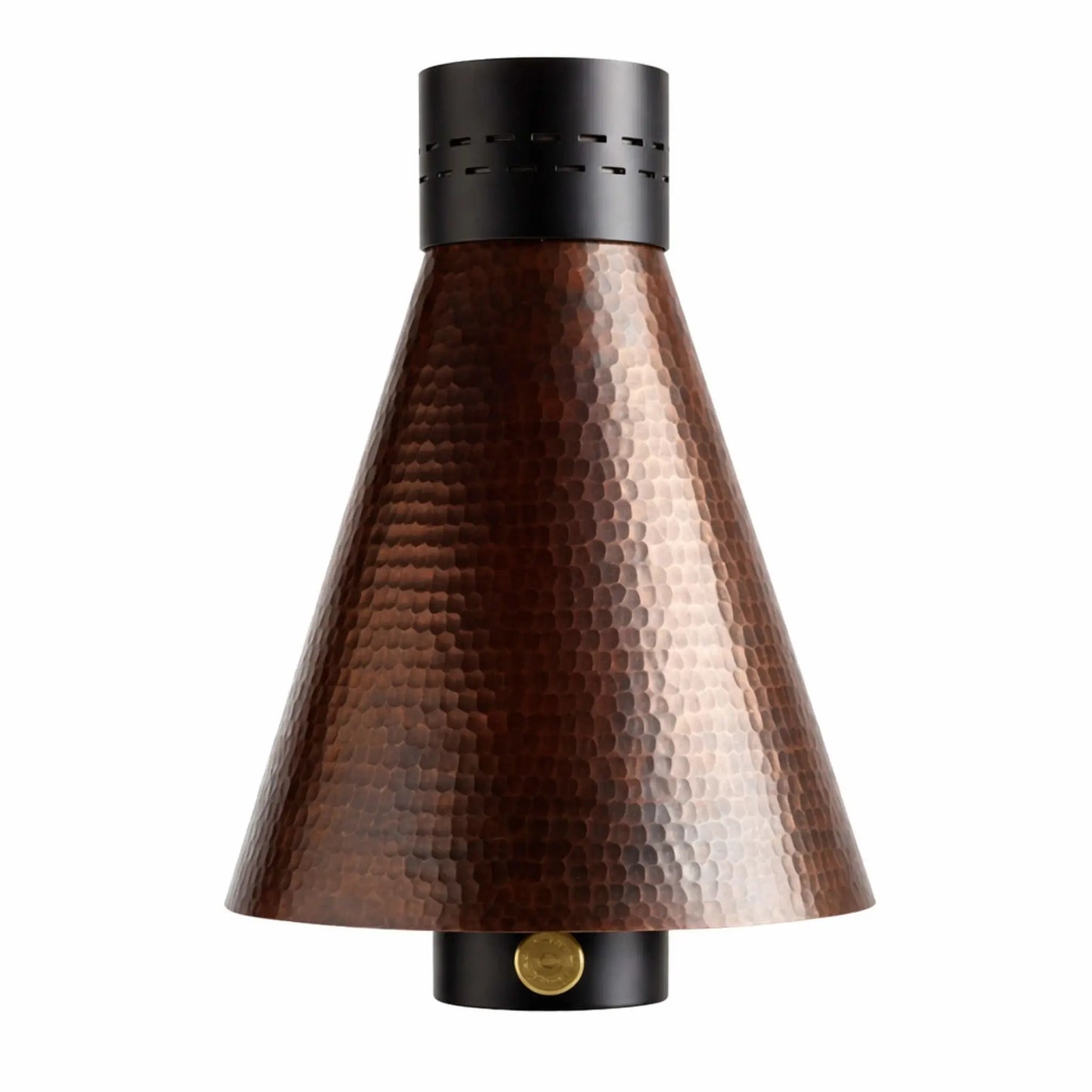 HPC TK Torch Copper Head Only displayed on a white background, featuring a hammered copper tapered design with a black vented top and ignition button, ideal for standalone replacement or custom torch installations in outdoor gas fire systems.