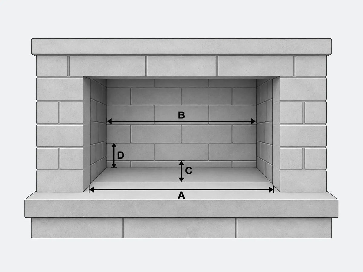Fireplace measurement diagram