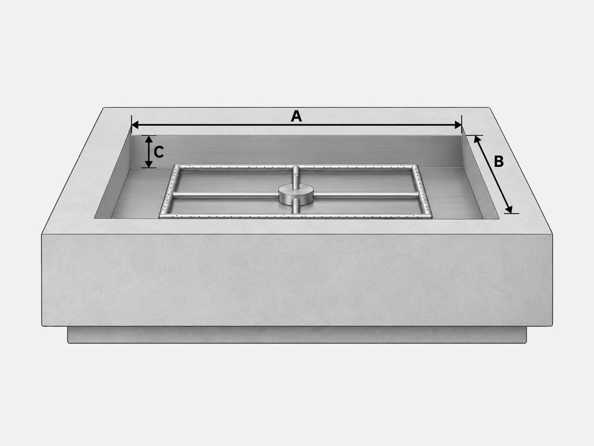 Rectangular fire pit measurement diagram
