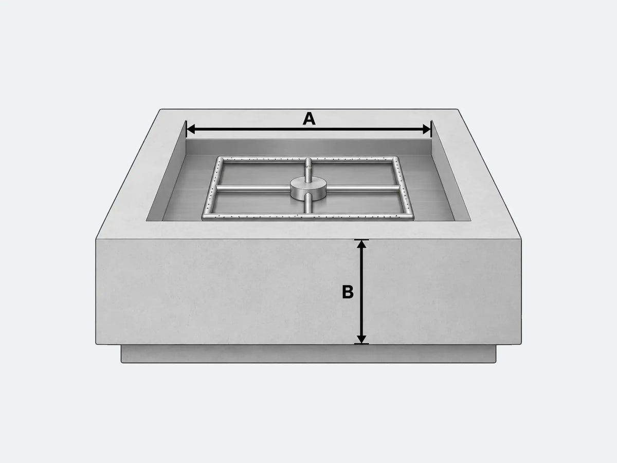 Square fire pit measurement diagram